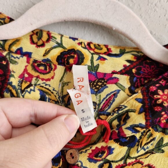 Anthropologie Raga Multicolored Print Bell Sleeve Blouse Size Small - Picture 6 of 10